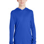 Team 365 Youth Zone Performance Moisture Wicking Long Sleeve Hooded T-Shirt Hoodie - Royal Blue