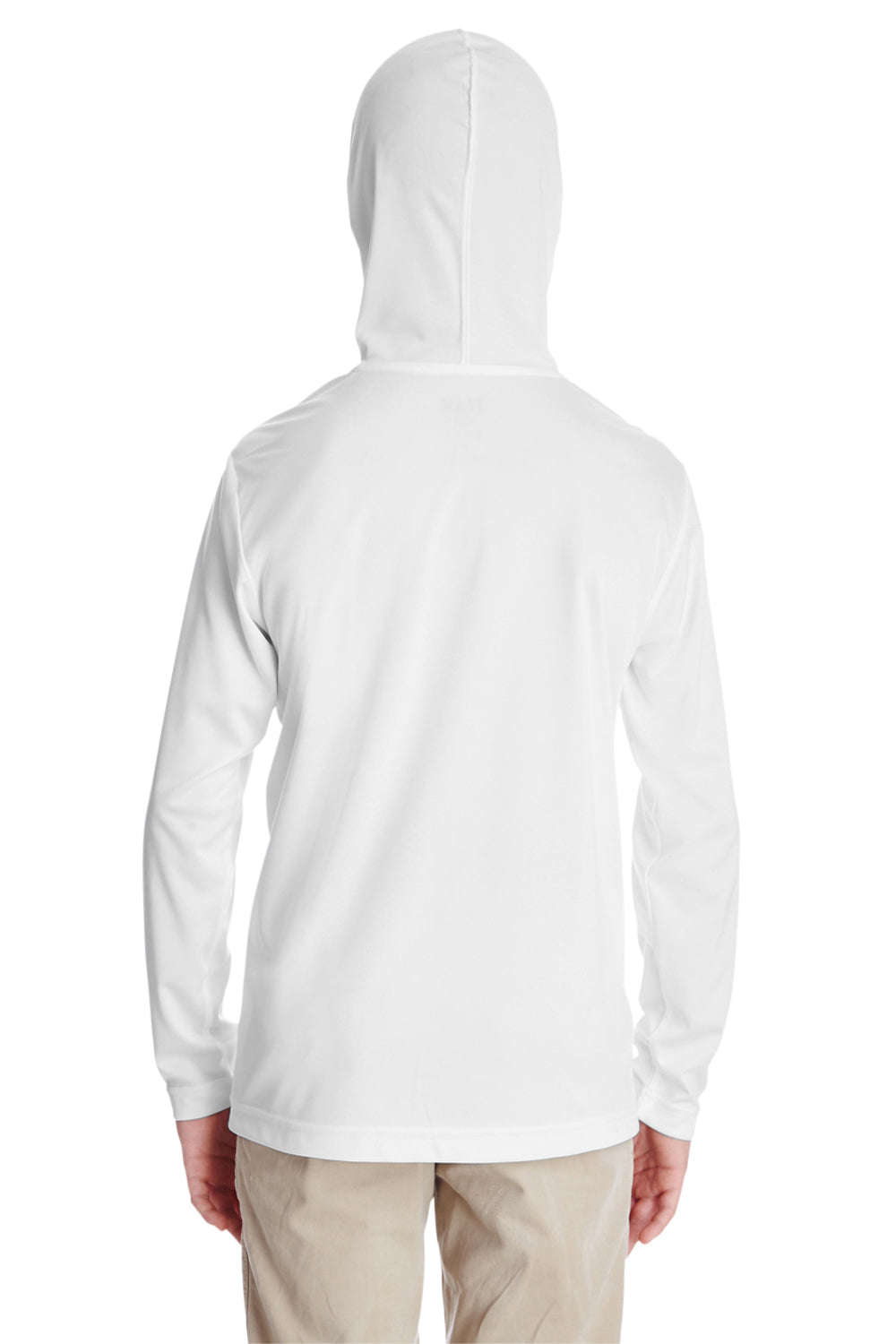 Team 365 TT41Y Youth Zone Performance Moisture Wicking Long Sleeve Hooded T-Shirt Hoodie White Back