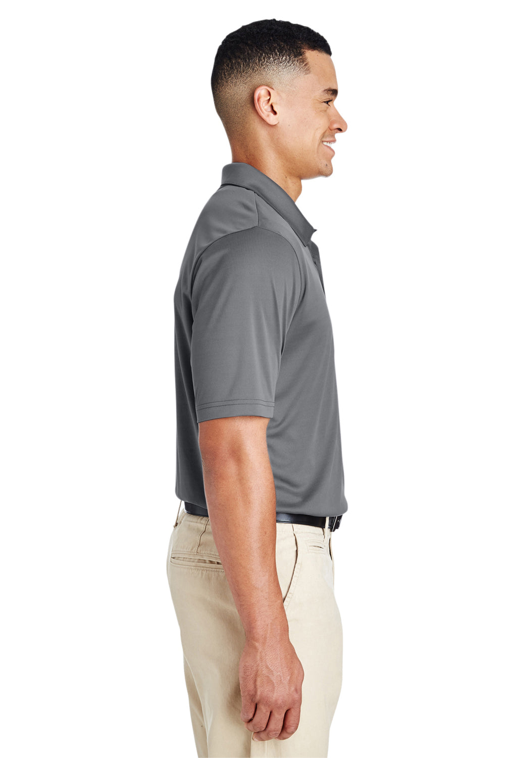 Team 365 TT51 Mens Zone Performance Moisture Wicking Short Sleeve Polo Shirt Graphite Grey Side