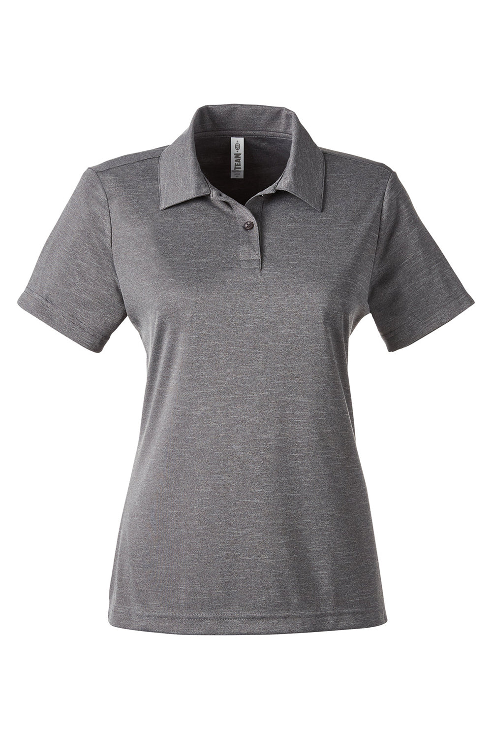Team 365 TT51HW Womens Zone Sonic Moisture Wicking Short Sleeve Polo Shirt Heather Dark Grey Flat Front