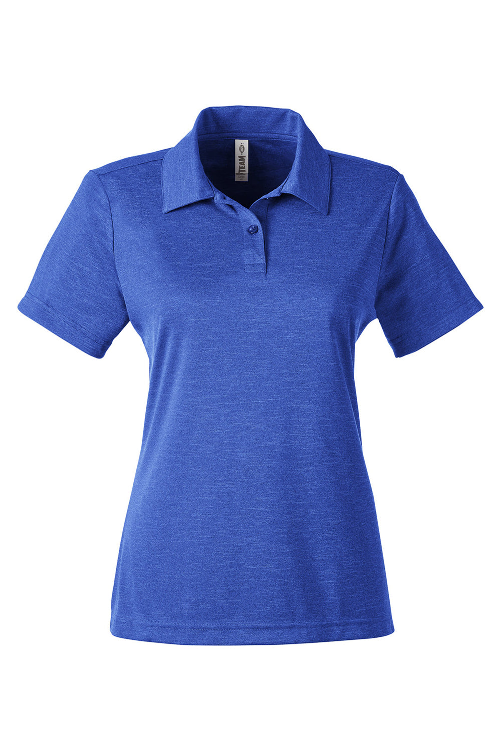 Team 365 TT51HW Womens Zone Sonic Moisture Wicking Short Sleeve Polo Shirt Heather Royal Blue Flat Front
