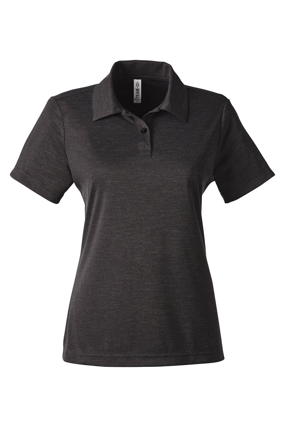 Team 365 TT51HW Womens Zone Sonic Moisture Wicking Short Sleeve Polo Shirt Heather Black Flat Front