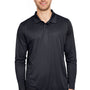 Team 365 Mens Zone Sonic Moisture Wicking Long Sleeve Polo Shirt - Black