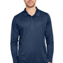 Team 365 Mens Zone Sonic Moisture Wicking Long Sleeve Polo Shirt - Dark Navy Blue - NEW
