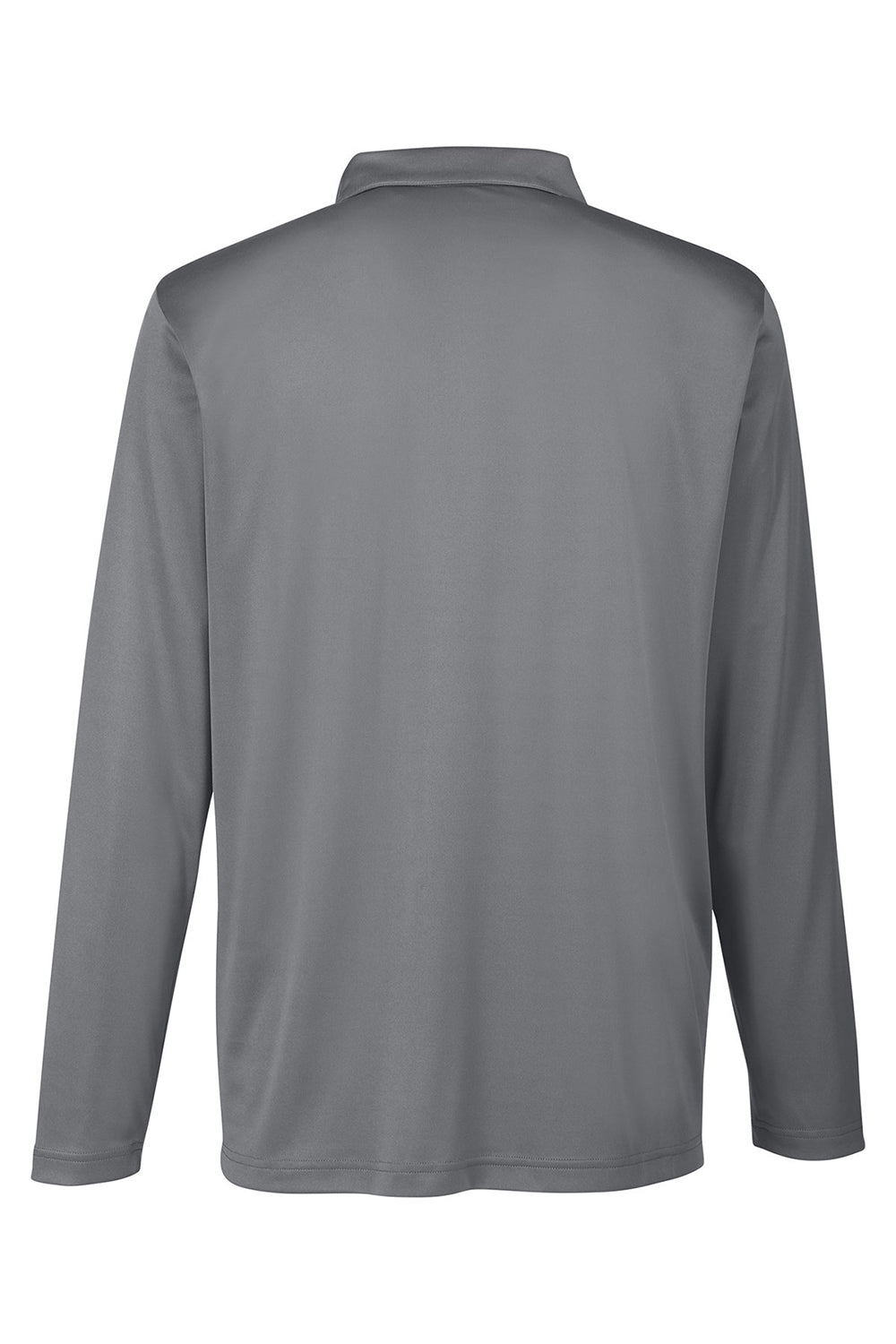 Team 365 TT51L Mens Zone Sonic Moisture Wicking Long Sleeve Polo Shirt Graphite Grey Flat Back