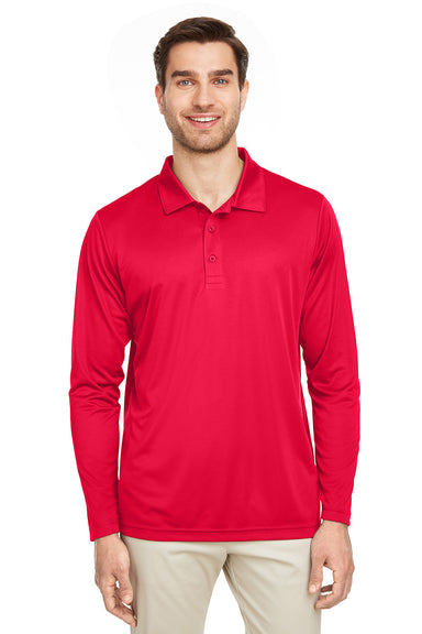 Team 365 TT51L Mens Zone Sonic Moisture Wicking Long Sleeve Polo Shirt Red Front