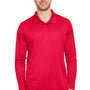 Team 365 Mens Zone Sonic Moisture Wicking Long Sleeve Polo Shirt - Red
