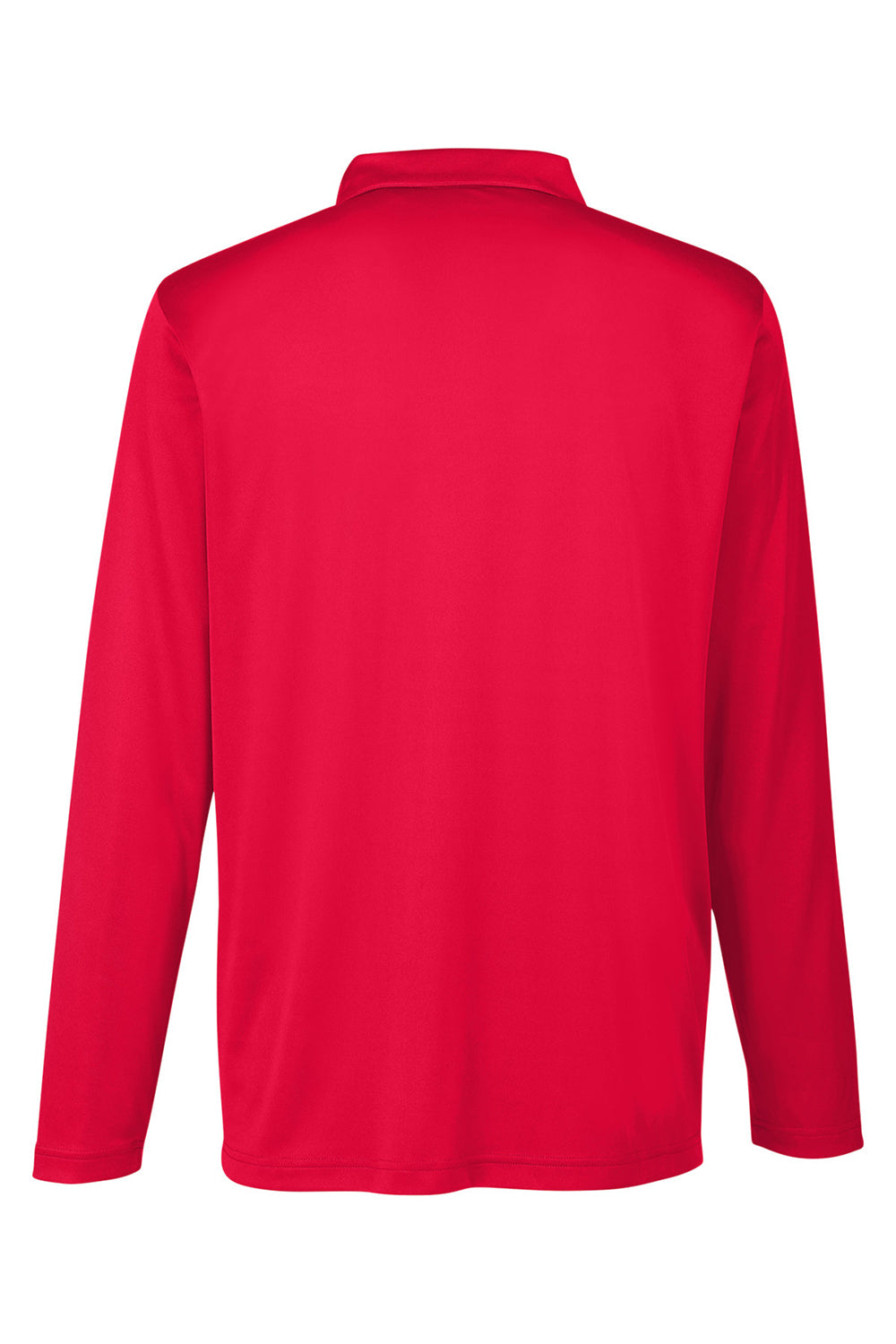 Team 365 TT51L Mens Zone Sonic Moisture Wicking Long Sleeve Polo Shirt Red Flat Back