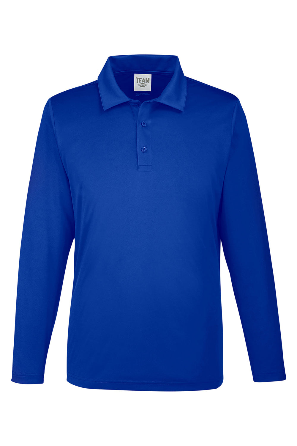 Team 365 TT51L Mens Zone Sonic Moisture Wicking Long Sleeve Polo Shirt Royal Blue Flat Front