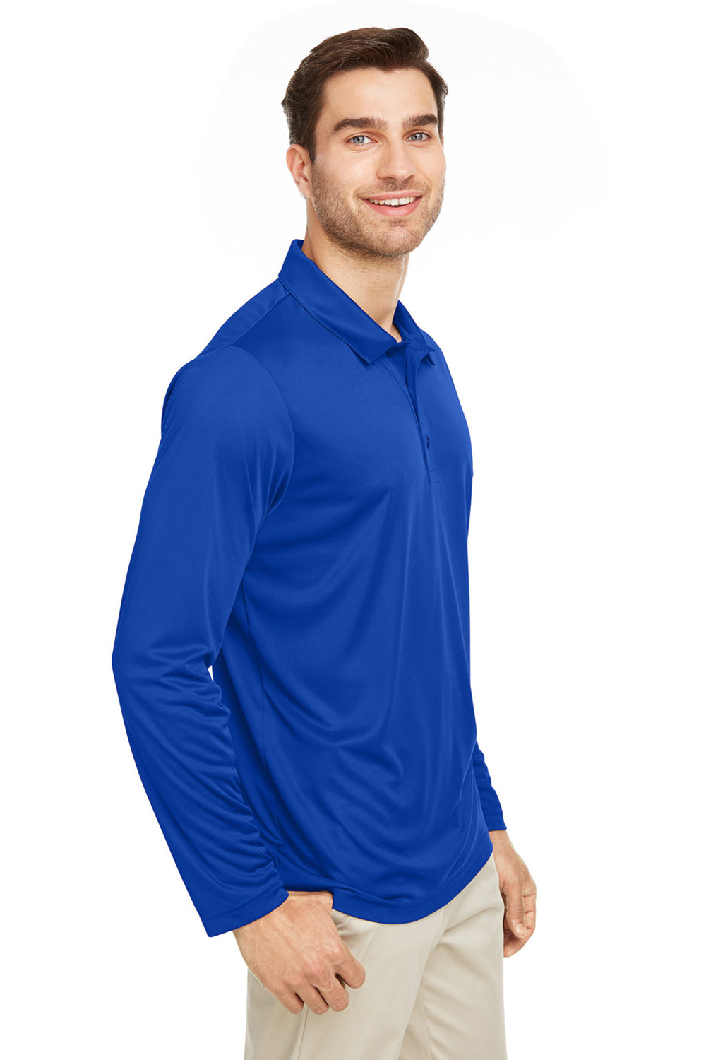 Team 365 TT51L Mens Zone Sonic Moisture Wicking Long Sleeve Polo Shirt Royal Blue 3Q