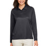 Team 365 Womens Zone Sonic Moisture Wicking Long Sleeve Polo Shirt - Black - NEW