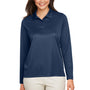 Team 365 Womens Zone Sonic Moisture Wicking Long Sleeve Polo Shirt - Dark Navy Blue - NEW