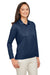 Team 365 TT51LW Womens Zone Sonic Moisture Wicking Long Sleeve Polo Shirt Dark Navy Blue 3Q