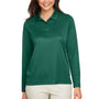 Team 365 Womens Zone Sonic Moisture Wicking Long Sleeve Polo Shirt - Forest Green - NEW