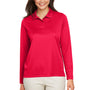 Team 365 Womens Zone Sonic Moisture Wicking Long Sleeve Polo Shirt - Red - NEW