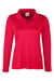 Team 365 TT51LW Womens Zone Sonic Moisture Wicking Long Sleeve Polo Shirt Red Flat Front