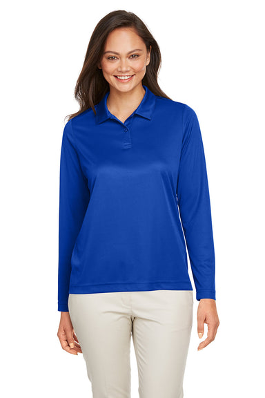 Team 365 TT51LW Womens Zone Sonic Moisture Wicking Long Sleeve Polo Shirt Royal Blue Front