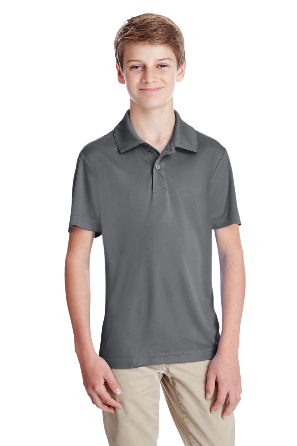 Team 365 TT51Y Youth Zone Performance Moisture Wicking Short Sleeve Polo Shirt Graphite Grey Front