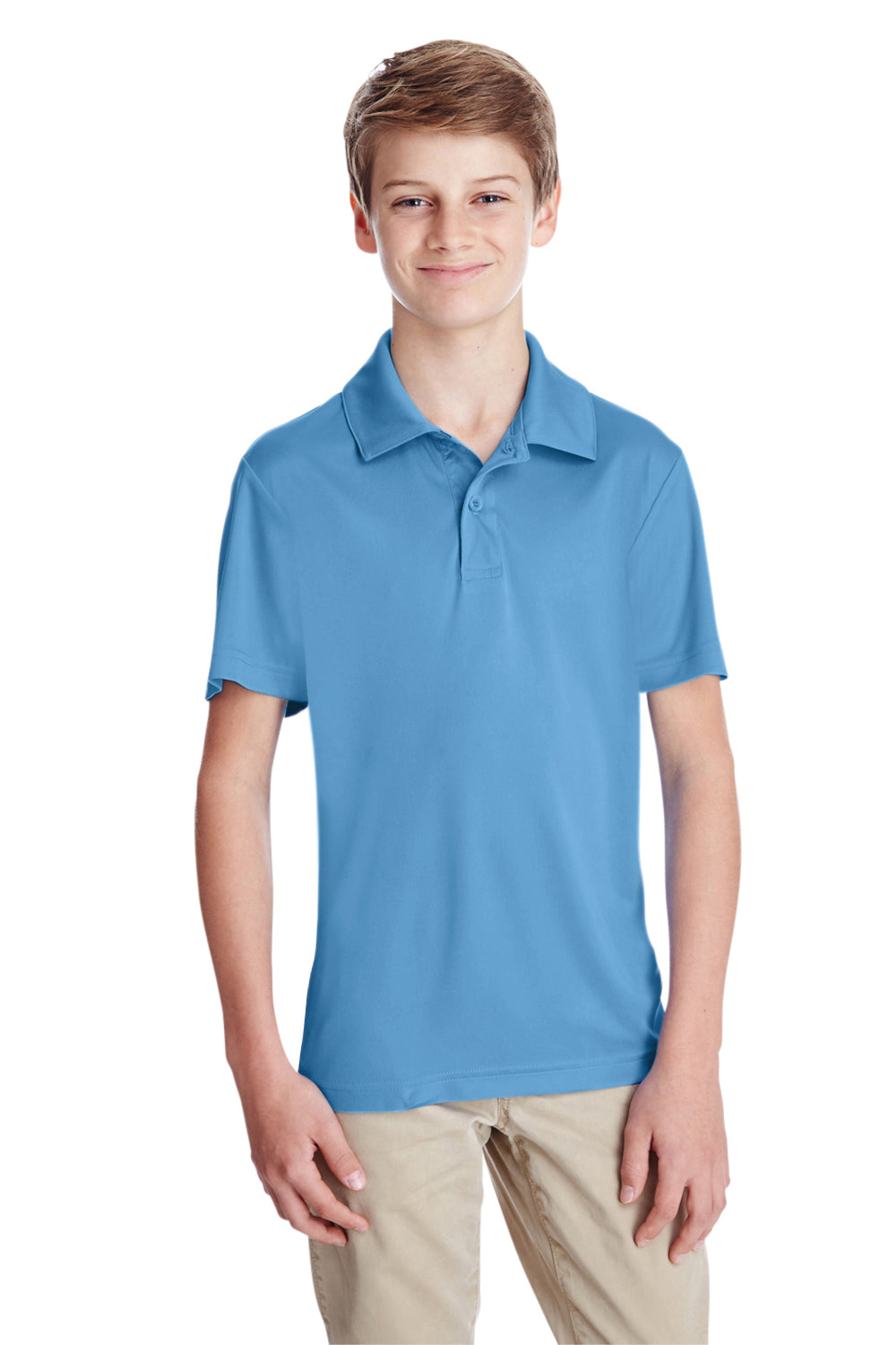 Team 365 TT51Y Youth Zone Performance Moisture Wicking Short Sleeve Polo Shirt Light Blue Front