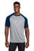 Team 365 TT62 Mens Zone Colorblock Moisture Wicking Short Sleeve Crewneck T-Shirt Heather Grey/Dark Navy Blue Front