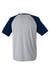 Team 365 TT62 Mens Zone Colorblock Moisture Wicking Short Sleeve Crewneck T-Shirt Heather Grey/Dark Navy Blue Flat Back