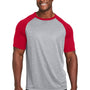 Team 365 Mens Zone Colorblock Moisture Wicking Short Sleeve Crewneck T-Shirt - Heather Grey/Red - NEW