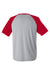 Team 365 TT62 Mens Zone Colorblock Moisture Wicking Short Sleeve Crewneck T-Shirt Heather Grey/Red Flat Back
