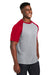 Team 365 TT62 Mens Zone Colorblock Moisture Wicking Short Sleeve Crewneck T-Shirt Heather Grey/Red 3Q