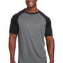 Team 365 Mens Zone Colorblock Moisture Wicking Short Sleeve Crewneck T-Shirt - Heather Dark Grey/Black