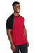 Team 365 TT62 Mens Zone Colorblock Moisture Wicking Short Sleeve Crewneck T-Shirt Red/Heather Black 3Q