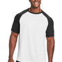 Team 365 Mens Zone Colorblock Moisture Wicking Short Sleeve Crewneck T-Shirt - White/Heather Black