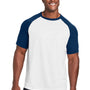 Team 365 Mens Zone Colorblock Moisture Wicking Short Sleeve Crewneck T-Shirt - White/Heather Dark Navy Blue - NEW