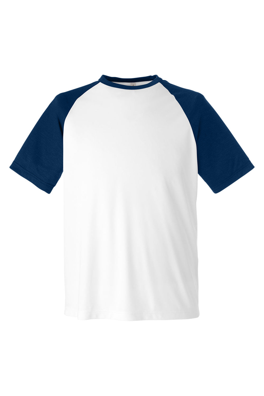 Team 365 TT62 Mens Zone Colorblock Moisture Wicking Short Sleeve Crewneck T-Shirt White/Heather Dark Navy Blue Flat Front