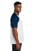 Team 365 TT62 Mens Zone Colorblock Moisture Wicking Short Sleeve Crewneck T-Shirt White/Heather Dark Navy Blue Side