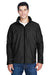 Team 365 TT70 Mens Conquest Wind & Water Resistant Full Zip Hooded Jacket Black Front