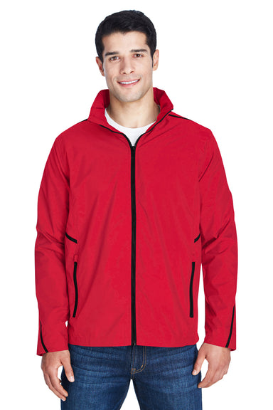 Team 365 TT70 Mens Conquest Wind & Water Resistant Full Zip Hooded Jacket Red Front