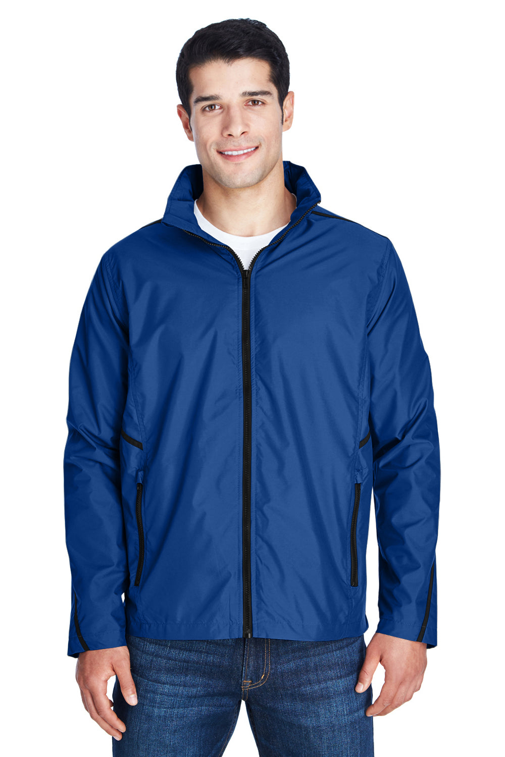 Team 365 TT70 Mens Conquest Wind & Water Resistant Full Zip Hooded Jacket Royal Blue Front
