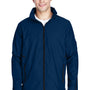Team 365 Mens Conquest Wind & Water Resistant Full Zip Hooded Jacket - Dark Navy Blue