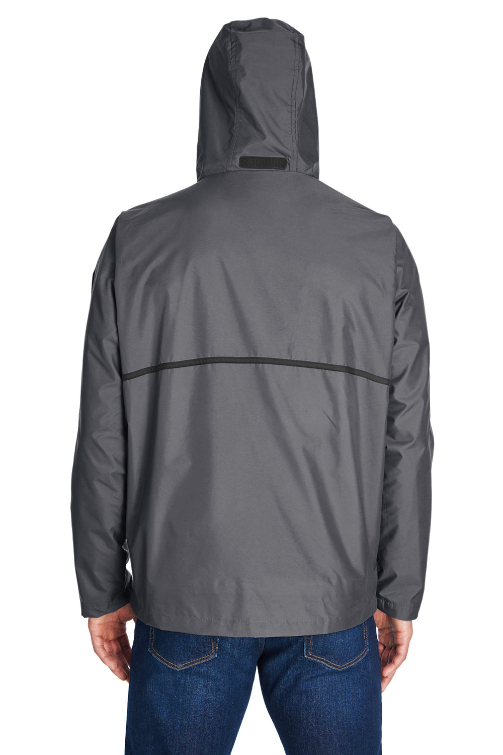 Team 365 TT70 Mens Conquest Wind & Water Resistant Full Zip Hooded Jacket Graphite Grey Back