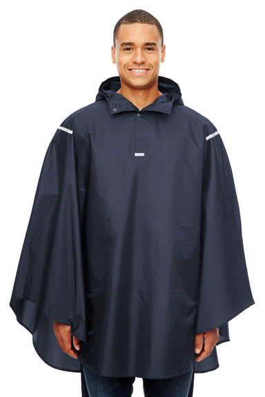 Team 365 TT71 Mens Zone Protect Hooded Packable Poncho Dark Navy Blue Front