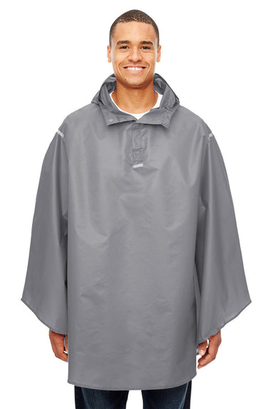 Team 365 TT71 Mens Zone Protect Hooded Packable Poncho Graphite Grey Front