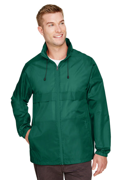 Team 365 TT73 Mens Zone Protect Water Resistant Full Zip Hooded Jacket Forest Green Front