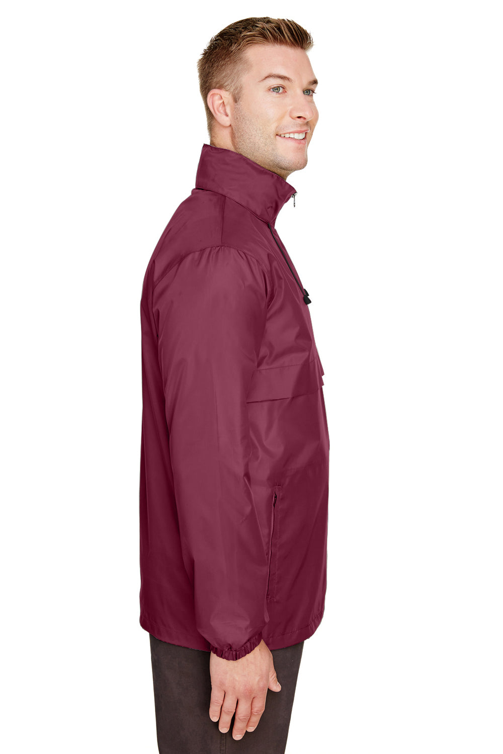 Team 365 TT73 Mens Zone Protect Water Resistant Full Zip Hooded Jacket Maroon Side