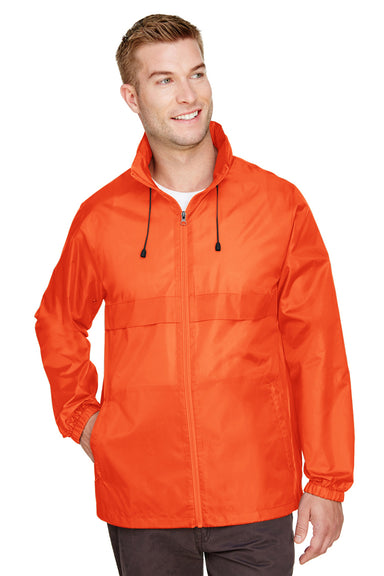 Team 365 TT73 Mens Zone Protect Water Resistant Full Zip Hooded Jacket Orange Front