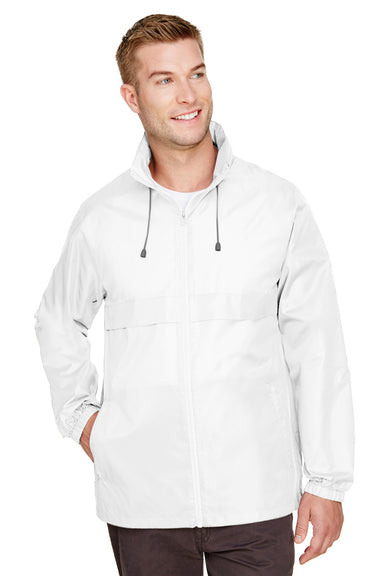 Team 365 TT73 Mens Zone Protect Water Resistant Full Zip Hooded Jacket White Front