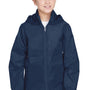 Team 365 Youth Zone Protect Water Resistant Full Zip Hooded Jacket - Dark Navy Blue