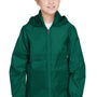 Team 365 Youth Zone Protect Water Resistant Full Zip Hooded Jacket - Forest Green