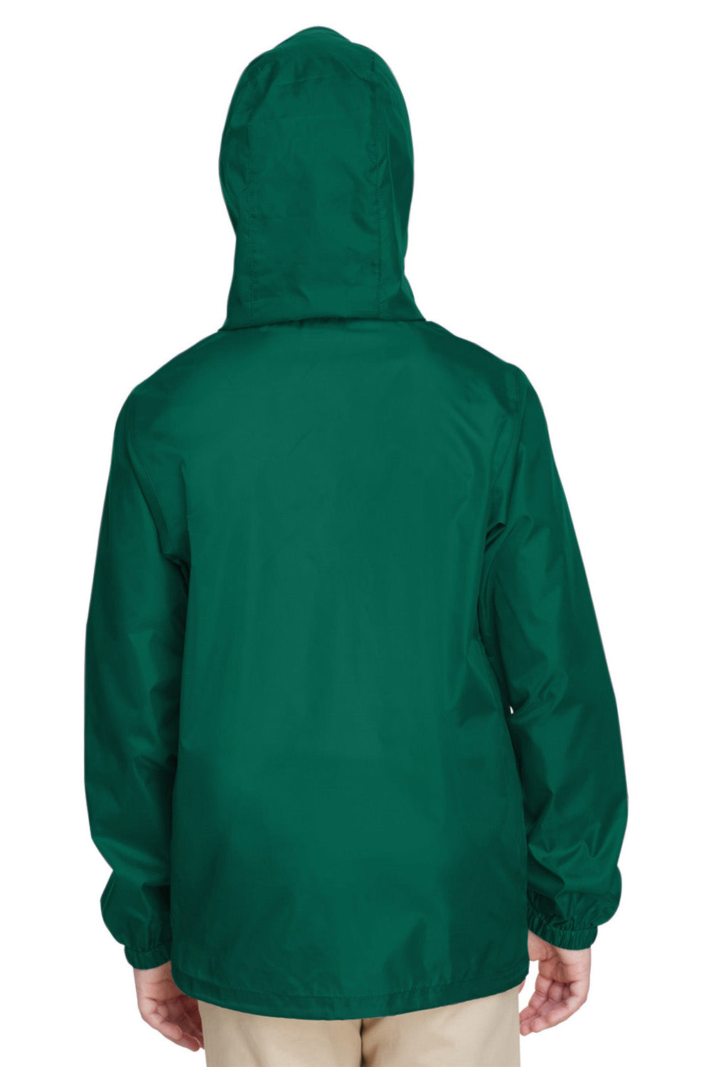 Team 365 TT73Y Youth Zone Protect Water Resistant Full Zip Hooded Jacket Forest Green Back