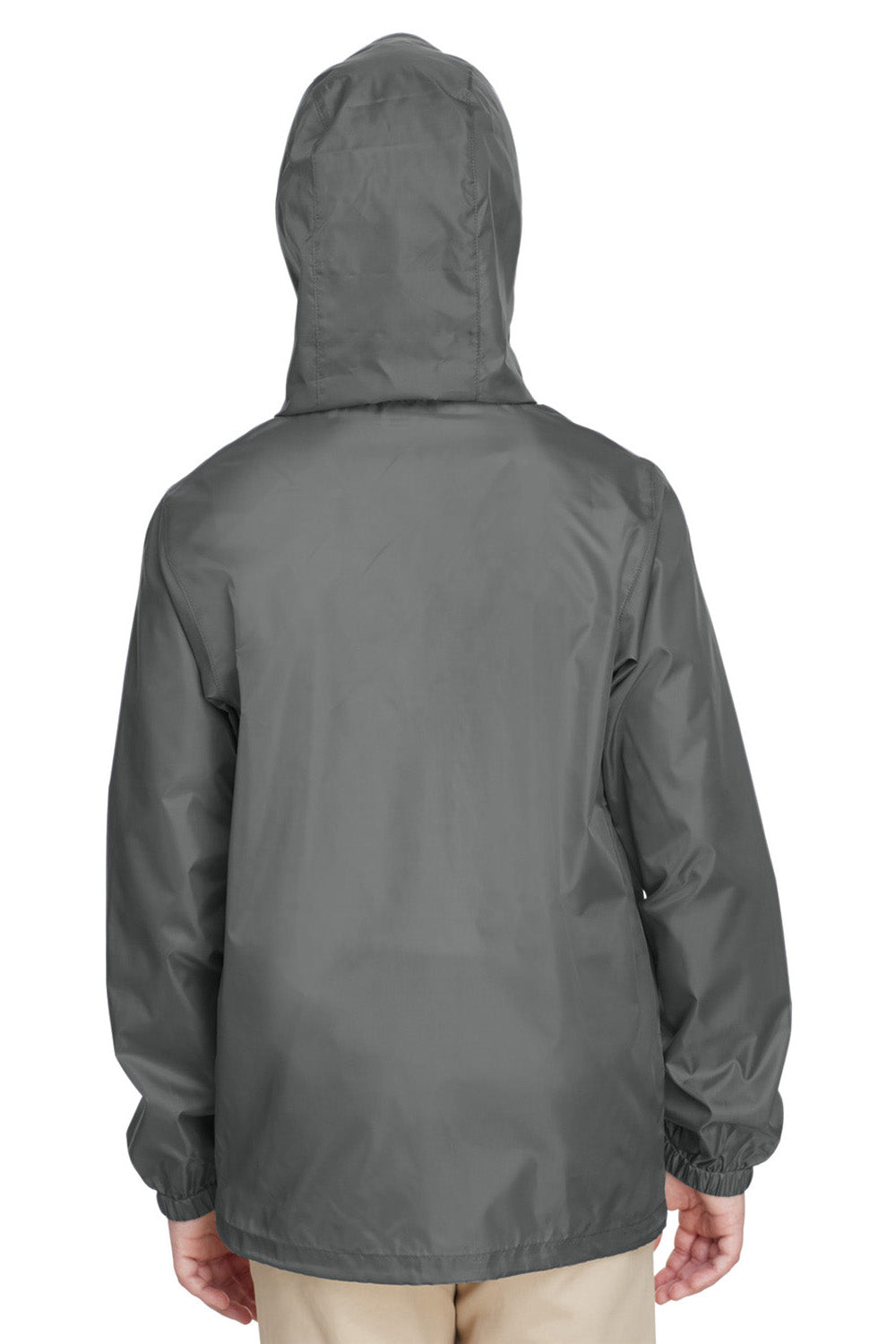 Team 365 TT73Y Youth Zone Protect Water Resistant Full Zip Hooded Jacket Graphite Grey Back