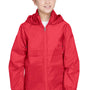 Team 365 Youth Zone Protect Water Resistant Full Zip Hooded Jacket - Red